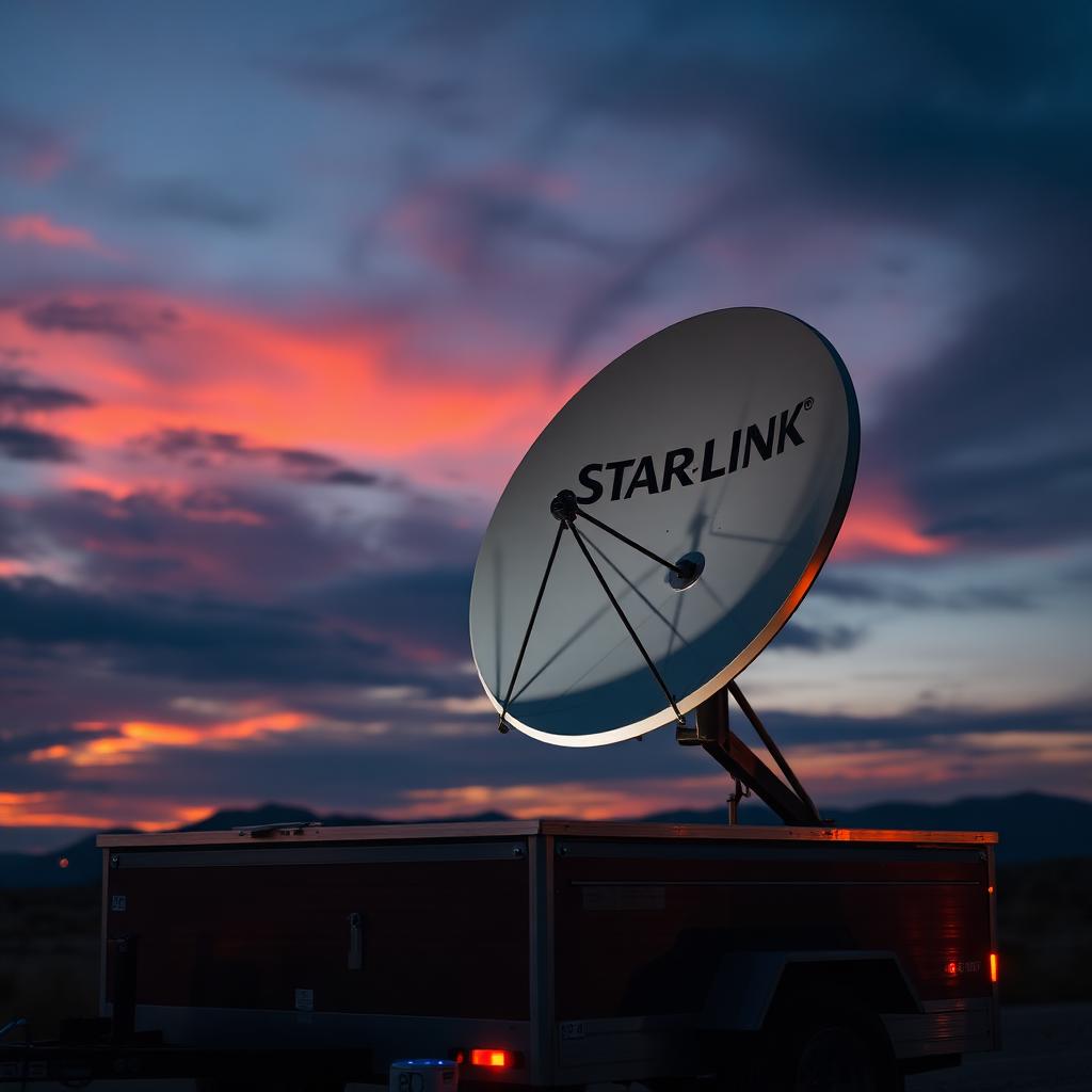 Starlink dish mounted on the RE/MAX auction trailer